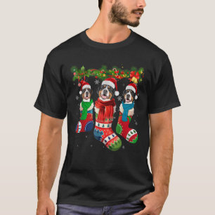 Three Greater Swiss Mountain Dogs In Christmas Soc T-Shirt