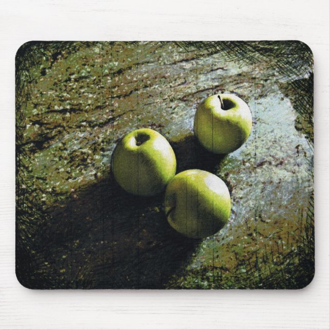 Three Green Apples mousepad (Front)