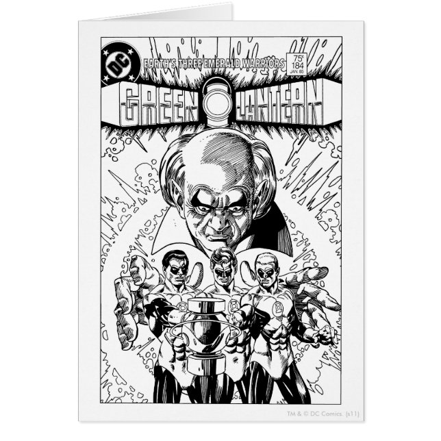 Three Green Lanterns Comic Cover, Black and White (Front)