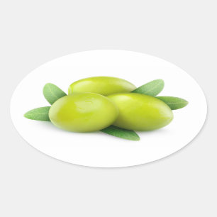 Three green olives oval sticker