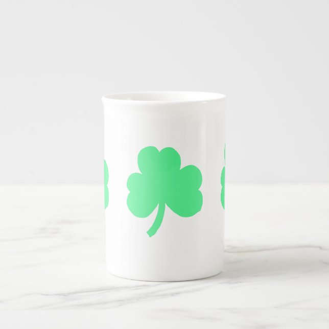 Three Green Shamrock Trinity Bone China Mug (Front)