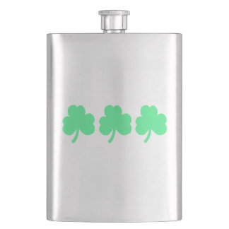 Three Green Shamrock Trinity Hip Flask