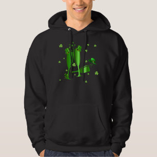 Three Green Wine Glasses Happy St Patricks Shamroc Hoodie