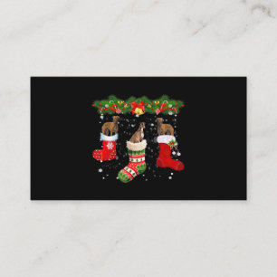 Three Greyhound Dog In Sock Christmas Santa Business Card