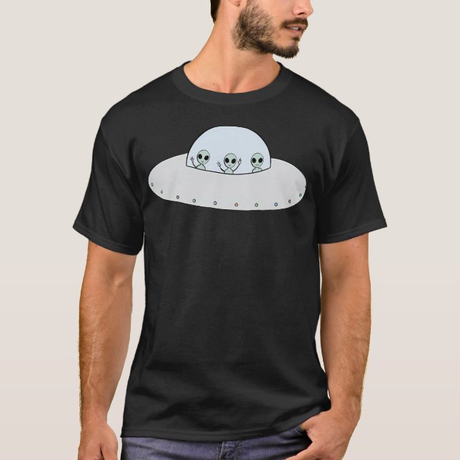 Three Greys In A Ufo T-Shirt (Front)