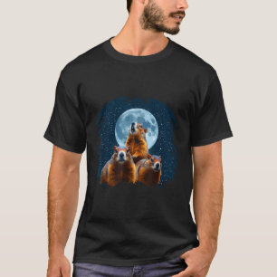 Three Groundhog Head And Moon Happy Groundhog Day T-Shirt