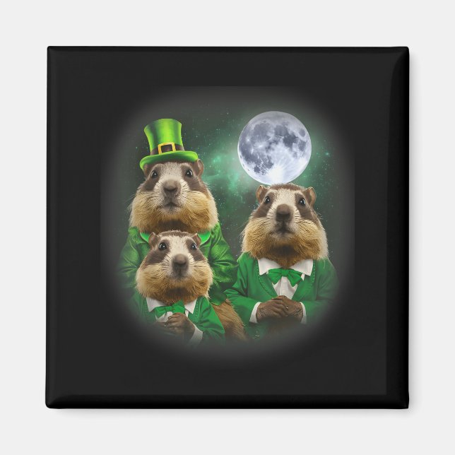 Three Groundhog Moon 3 Groundhog Day Head St Patri Magnet (Front)
