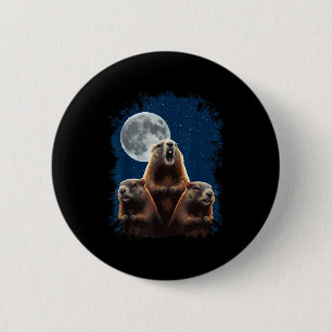 Three Groundhogs And A Moon Funny Groundhog Day 6 Cm Round Badge