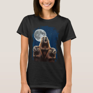 Three Groundhogs And A Moon Funny Groundhog Day T-Shirt