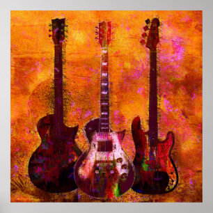 Three Guitars Poster