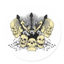 Three Guitars with Skulls