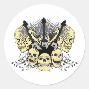 Three Guitars with Skulls Classic Round Sticker