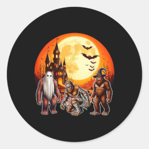 Three Halloween Bigfoots Horror Boo Ghost Witch Mu Classic Round Sticker
