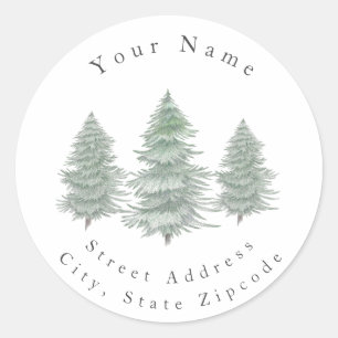 'Three Hand Drawn Evergreen Trees' Labels