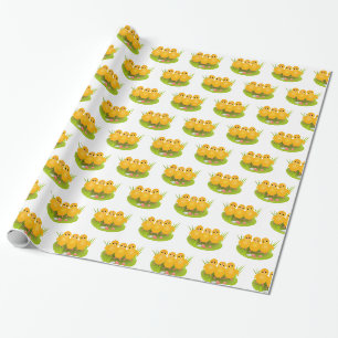 Three Happy Easter yellow chickens Wrapping Paper