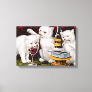 Three Happy Kittens at the Feast Canvas Print