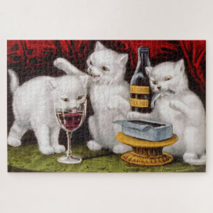 Three Happy Kittens at the Feast Jigsaw Puzzle