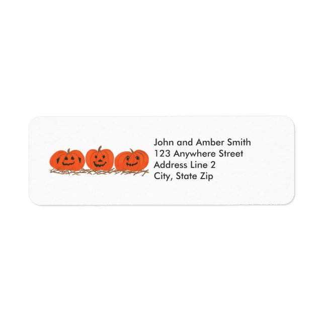 Three Happy Pumpkins Halloween Address Labels (Front)