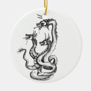 Three Headed Hydra Design Ceramic Tree Decoration