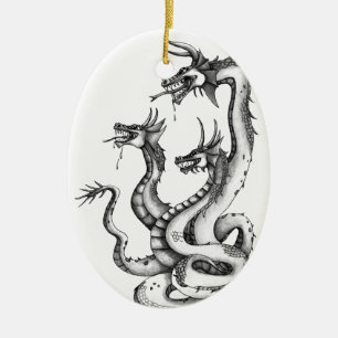 Three Headed Hydra Design Ceramic Tree Decoration