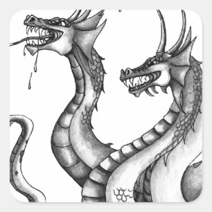Three Headed Hydra Design Square Sticker