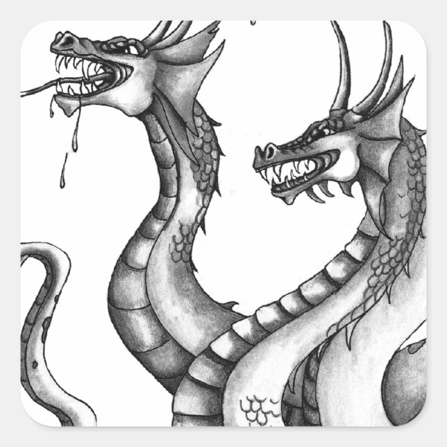 Three Headed Hydra Design Square Sticker (Front)