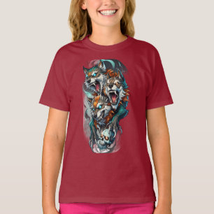 Three-Headed Wolf Girls T-Shirt – Mythic Guardian 
