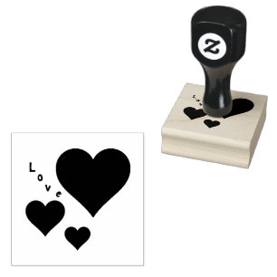 Three Hearts and Love Sweet Valentines Rubber Stamp