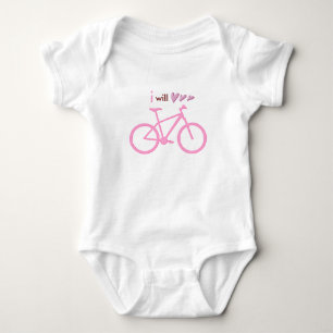 Three hearts and pink mountain bike baby bodysuit