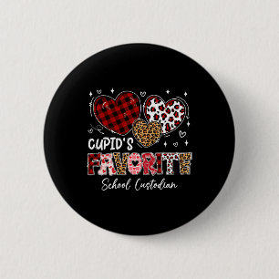 Three Hearts Cupid's Favorite School Custodian Val 6 Cm Round Badge