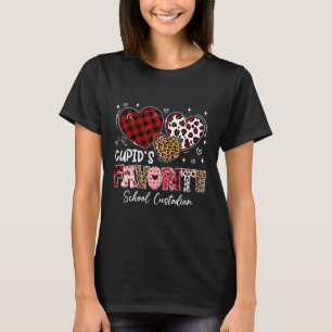 Three Hearts Cupid's Favorite School Custodian Val T-Shirt