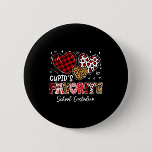 Three Hearts Cupids Favorite School Custodian Vale 6 Cm Round Badge