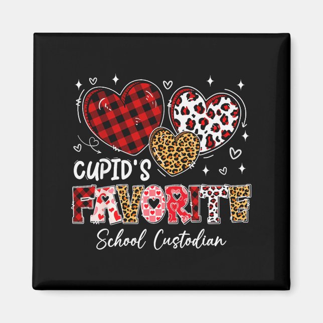 Three Hearts Cupids Favorite School Custodian Vale Magnet (Front)