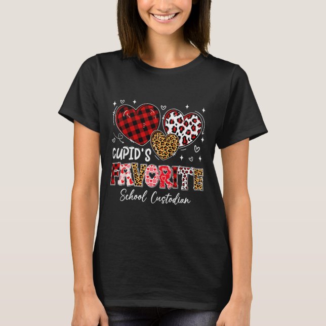 Three Hearts Cupids Favorite School Custodian Vale T-Shirt (Front)