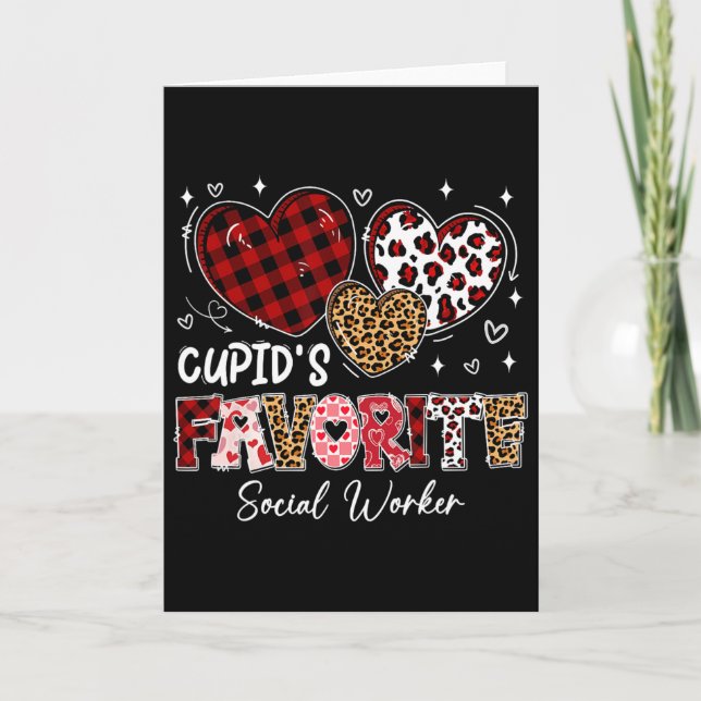 Three Hearts Cupid's Favorite Social Worker Valent Card (Front)