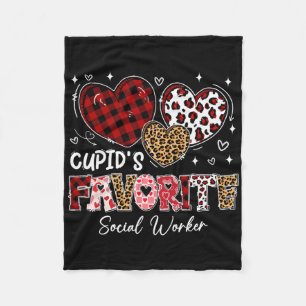 Three Hearts Cupid's Favorite Social Worker Valent Fleece Blanket