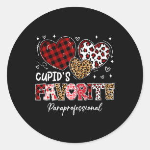 Three Hearts Cupid's Favourite Paraprofessional Va Classic Round Sticker