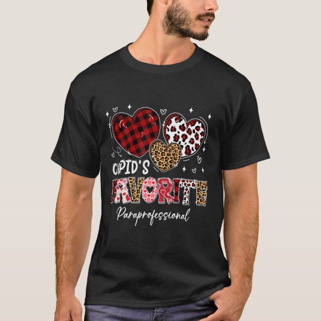 Three Hearts Cupid's Favourite Paraprofessional Va T-Shirt (Front)