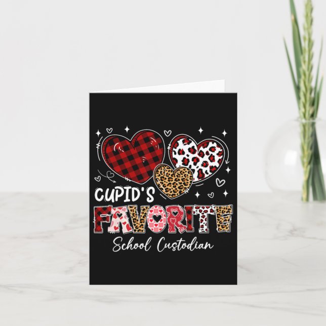 Three Hearts Cupid's Favourite School Custodian Va Card (Front)