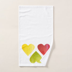 Three hearts hand towel