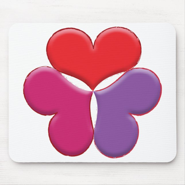 Three Hearts Mouse Mat (Front)