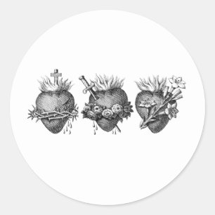 Three Hearts of Jesus, Mary, and Joseph Address Classic Round Sticker