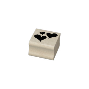 Three hearts stylish elegant design rubber stamp