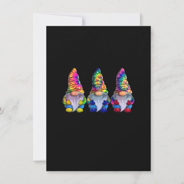 Three Hippie Gnomes, Peace Gnome, Funny Retro Vint Invitation (Front)