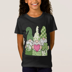 Three Hippie Gnomes St Patricks Day Peace Love Sha T-Shirt