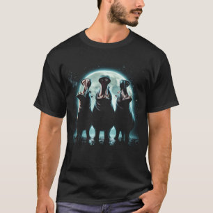 Three Hippos Howling at Moon Like Three Wolves T-Shirt