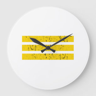 Three Horizontal Stripes Vintage Yin-Yang Symbol Large Clock