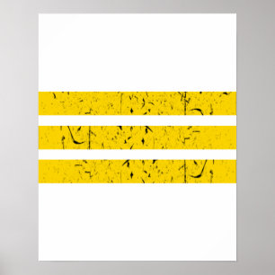 Three Horizontal Stripes Vintage Yin-Yang Symbol Poster