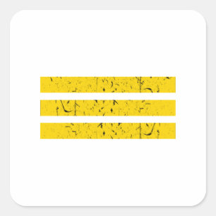 Three Horizontal Stripes Vintage Yin-Yang Symbol Square Sticker