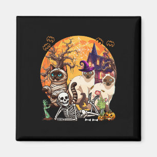 Three Horror Siamese Cats Cosplay Witch Halloween  Magnet